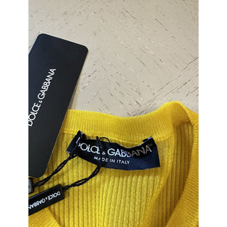 New $895 Dolce&Gabbana Capri Ribbed Long-Sleeve Top BRIGHT YELLOW 42/8