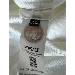Versace Men’s Denim Stretch White Overshirt 46 US (56 Euro) 1013887 IT NWT $1625