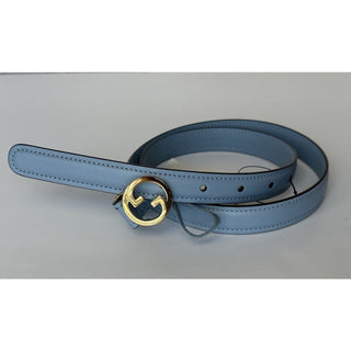 Gucci Women's Cloudy Blue Calf Leather Belt  110/44 Italy 723073 NWT