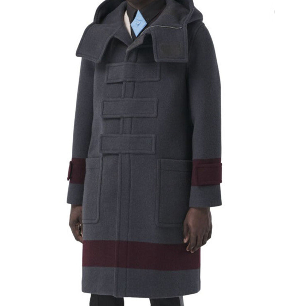 New $3550 Burberry Men’s Oversized Wool Hooded Coat DARK CHARCOAL 38 US/48 Eu