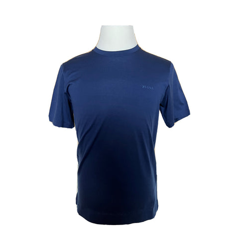 NWT $325 ZZEGNA Crewneck Blue T-Shirt Small ZZF630