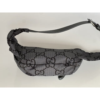 Gucci Maxi GG Logo Gray/Black Nylon Belt Bag 767934 IT NWOT
