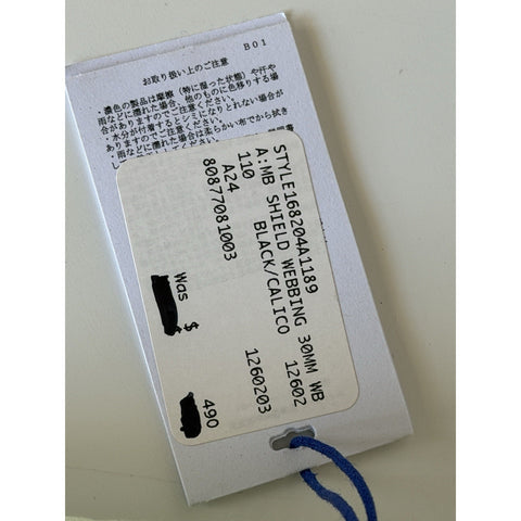 Burberry Silver Metal Buckle Shield Webbing Black Belt 110/44 8087708 NWT $490