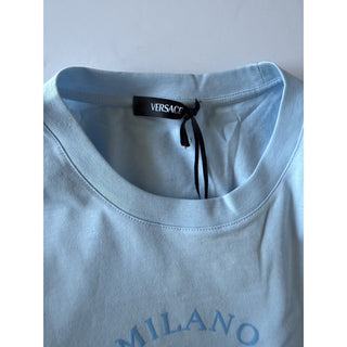 Versace Men’s Logo Compact Cotton Jersey T-Shirt Pastel Blue XL 1013302 NWT $750