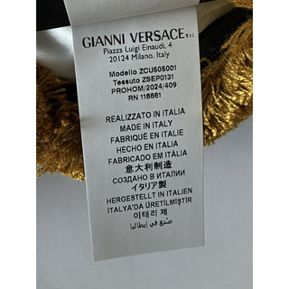 Versace Medusa Baroque 100% Silk Throw Pillow Blue/Gold Fringed IT ZCU505001 NWT