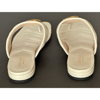 Copied - Gucci GG Marmont Padded White Leather Thong Sandals 6.5 US (36.5 Eu) 776948 NIB