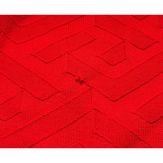 Versace Greca Knit Wool Sweater Red 58 (3XL) Made in Italy 1008473 NWTWD $1175