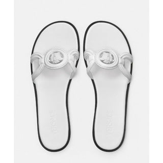 Versace Medusa Leather Mule Slides Porcelain White Women 8.5 US 38.5 1018364 NIB