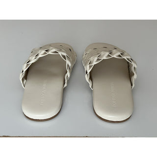 NIB $1150 Bottega Veneta Men's Intrecciato Leather Sandals White 9 US 620298 IT