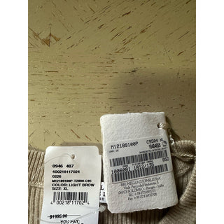 New $1995 Brunello Cucinelli Ribbed Cashmere Crop Sweater Vest LT Brown XL