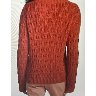 Loro Piana Women Valencia Cabled Cotton Sweater Orange Size M Italy New $3350