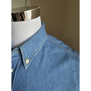 Gucci Men Eco WSH Org Denim Button Down Shirt Blue 48 Eu/M New $1650