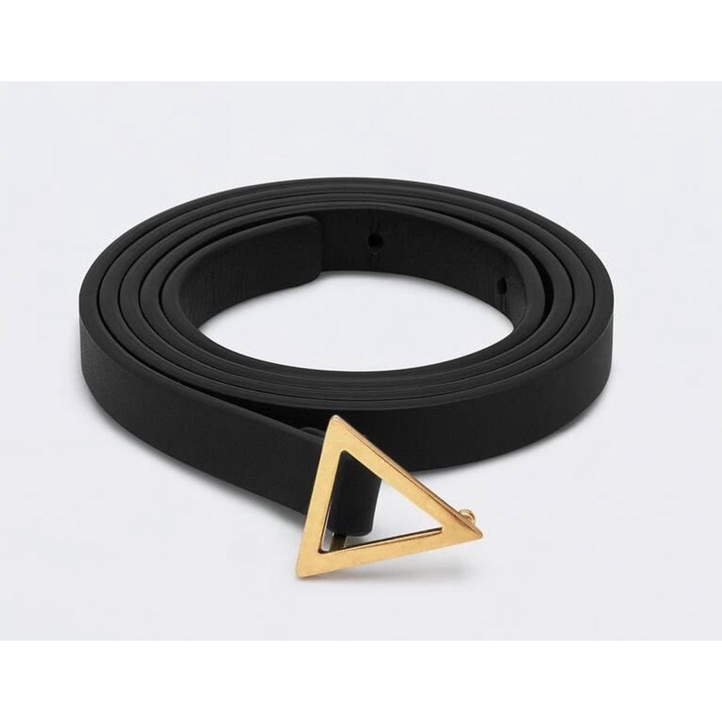 Copied - Bottega Veneta Triangle Leather Slim Black Belt 90/36 619759 NWT $390