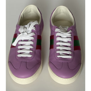 Gucci Women’s Web Leather Sneakers Wisteria Purple Pink 7.5 US (37.5) 858533 NIB