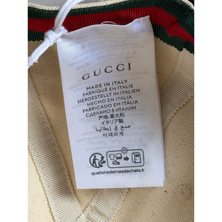 Gucci Gold-tone Logo Baseball Cap Hat Cotton Ivory M (58 cm) Italy 792386 IT NWT