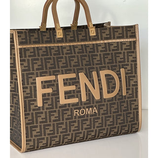 Fendi Roma Jackuard FF Logo Canvas Sunshine Large Tote Bag 8BH372 IT NWT $3450