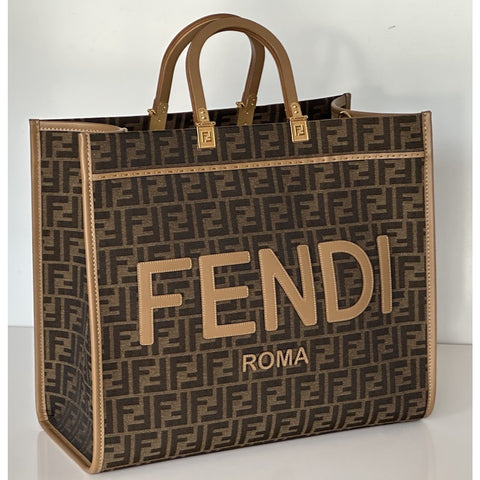 Fendi Roma Jackuard FF Logo Canvas Sunshine Large Tote Bag 8BH372 IT NWT $3450