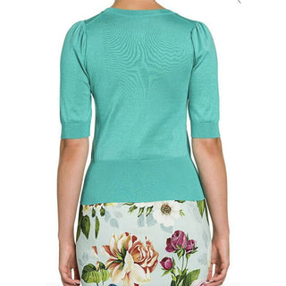 New $775 Dolce&Gabbana Squareneck Knit Top Blouse Turquoise 44/10