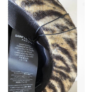 NWT $795 Saint Laurent Womens Fedora Hat Beige/Black Size L Italy