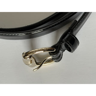 Gucci Metal Bamboo Detail Buckle Women's Black Leather Belt 95/38 IT 828330 NWT