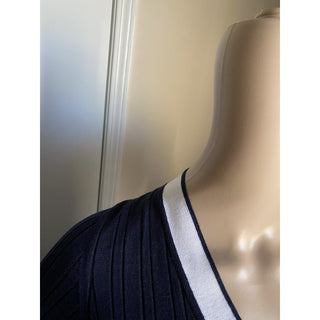New $1650 Loro Piana Women Cashmere/Silk Knit Cardigan Sweater Navy/White US 4