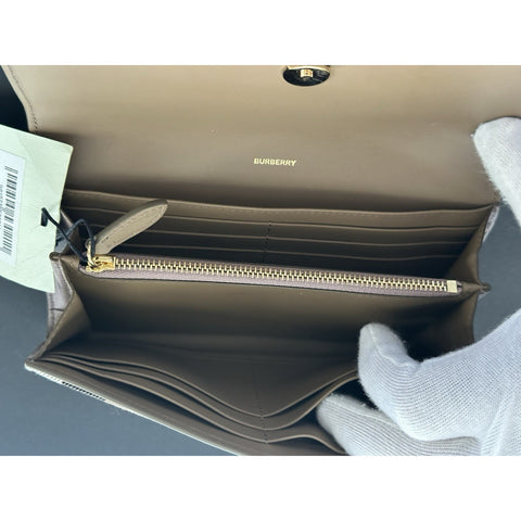 Burberry Halton MX Check Pale Cameo Wallet 80845311 NWT $680