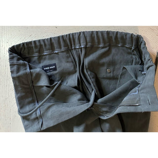 New $1395 Giorgio Armani Men Linen Pants dark olive gray 36 US/52 Eu