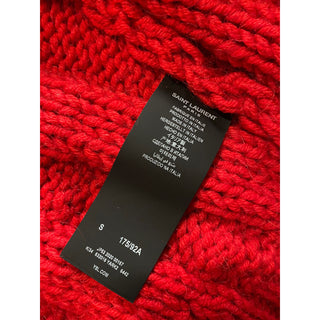 NWT $1190 Saint Laurent Men Coble-Knit Hooded Cardigan Sweater Red S Italy