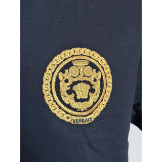 Versace Black Embroidered Piquet Cotton Polo Shirt 4XL 1013906 Made in Italy NWT