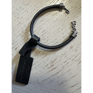 Saint Laurent YSL Women Id Braselet Leather and Metal Black Size L New Italy