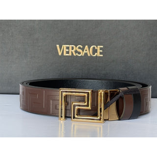 Versace Greca Calf Leather Reversible Brown/Black Belt 115 (46) 1021757 IT NWT