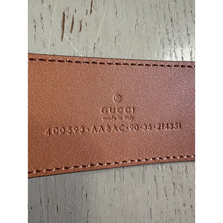 New $1980 Gucci Ostrich Leather/Python GG Marmont Belt Brown/Beige/White 90/36
