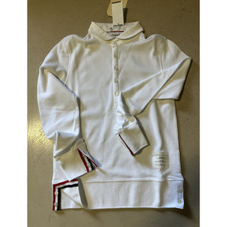 NWT Thom Browne Men's Solid Long Sleeve Slim Fit Polo Shirt White Size 1 ( XS )