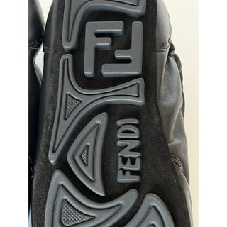 Fendi Fit Leather Low Top Sneakers Black Men 10 US (9 Fendi) IT 7E1799 NIB $950