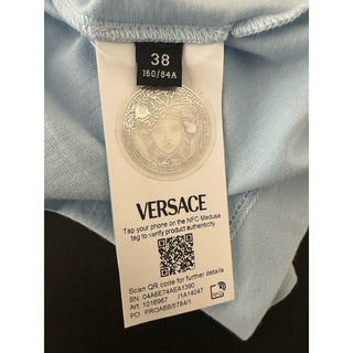 Versace Women's Silver Medusa Light Blue Jersey T-Shirt 4 (38 EU) AL 1016967 NWT