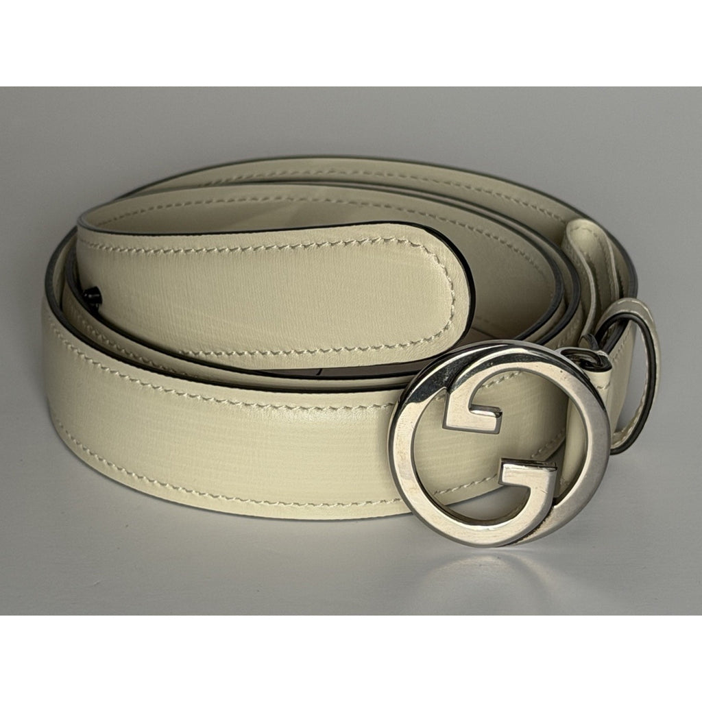 Gucci Men’s Mystic White Calf Leather Belt 105/42 Italy 734771 NWT