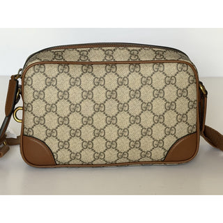 Gucci GG Emblem Small Camera Bag Beige Brown Crossbody 821216 FAED3 NWT