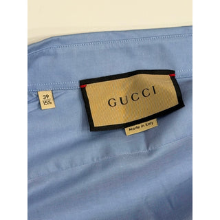 Gucci Men’s Boxy Dress Shirt Sky Blue 39/15.5 Italy 703396 NWT $850