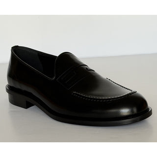 Fendi FF Penny Loafers Black Calf Leather Men 10 US (9 Fendi) 7D1645 NIB $1050