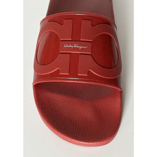 NIB Salvatore Ferragamo Groove Men's Rubber Slide Sandals Red 13 US 0751899 IT