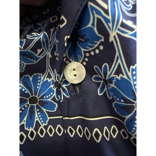 New $1300 Gucci Men’s Flower Bandana Print Shirt Blue Size 52/XL