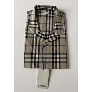 Burberry Elio Check Short Sleeve Shirt Lichen IP Check Men L 8121623 NWT $680