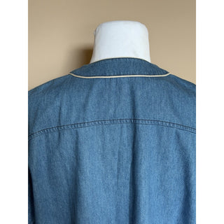 Gucci Varsity G Patch Denim Shirt Bright Blue Men 48 Euro (Oversized) 753105 NWT