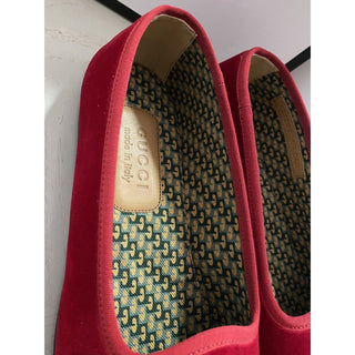 NIB $980 Gucci Mens Velvet Loafers Shoes Red 8 US / 7 UK