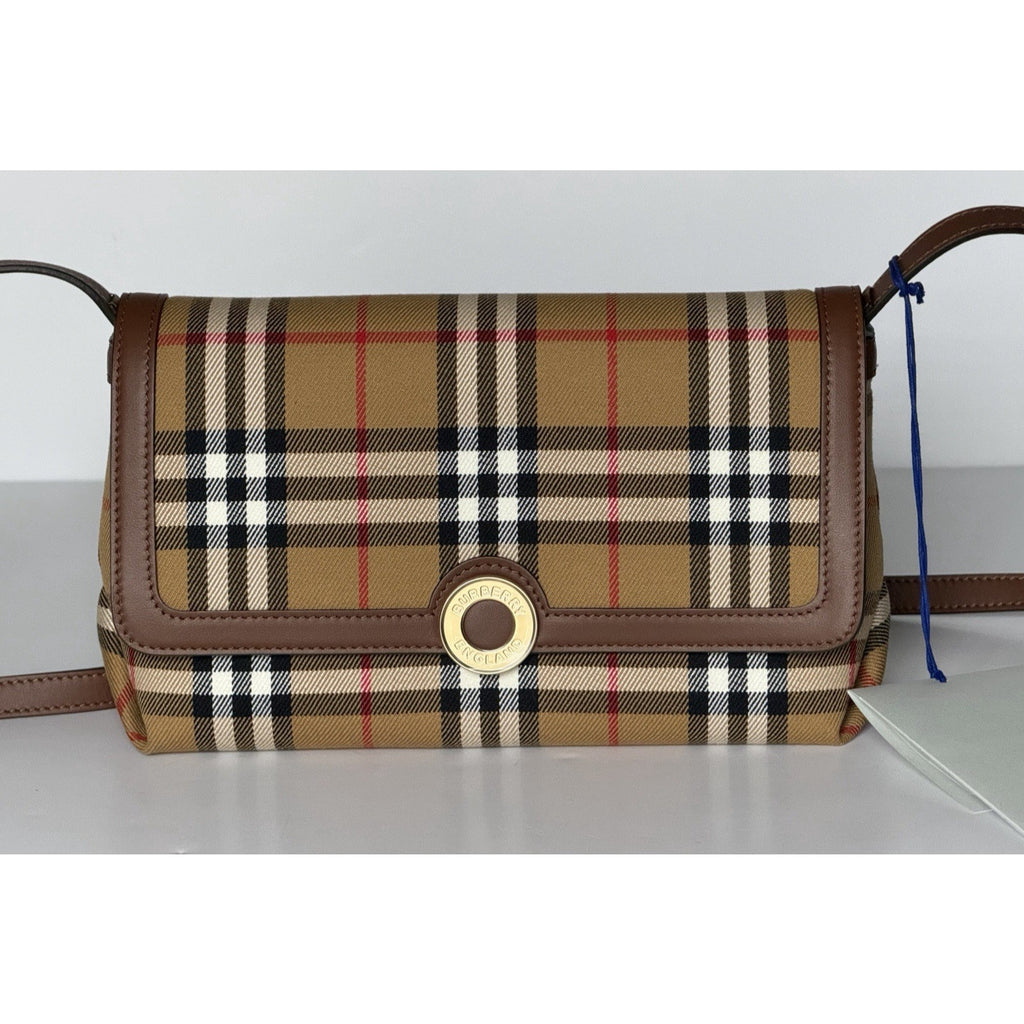 Burberry Millie Check Shoulder Crossbody Bag Antique Brown 8121488 IT NWT $1850