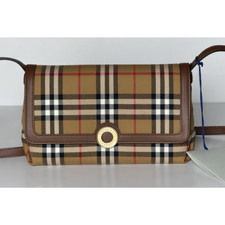 Burberry Millie Check Shoulder Crossbody Bag Antique Brown 8121488 IT NWT $1850