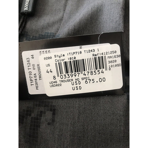 Emporio Armani Gray Mens Casual Pants Size 28 US (44 EU ) Italy T1P710 NWT $675