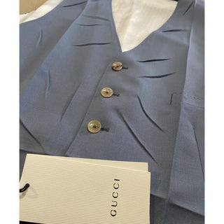New $1500 Gucci Men Wool/Viscose Vest Gilet Blue 40 US ( 50 Eu ) Italy