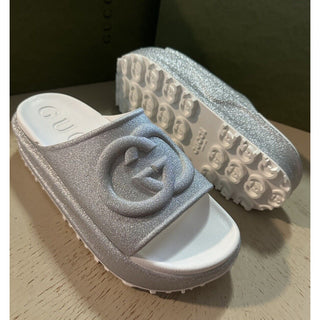 Gucci Women’s Sandal Shoes Silver 5 US ( 35 Eu ) 725541 New