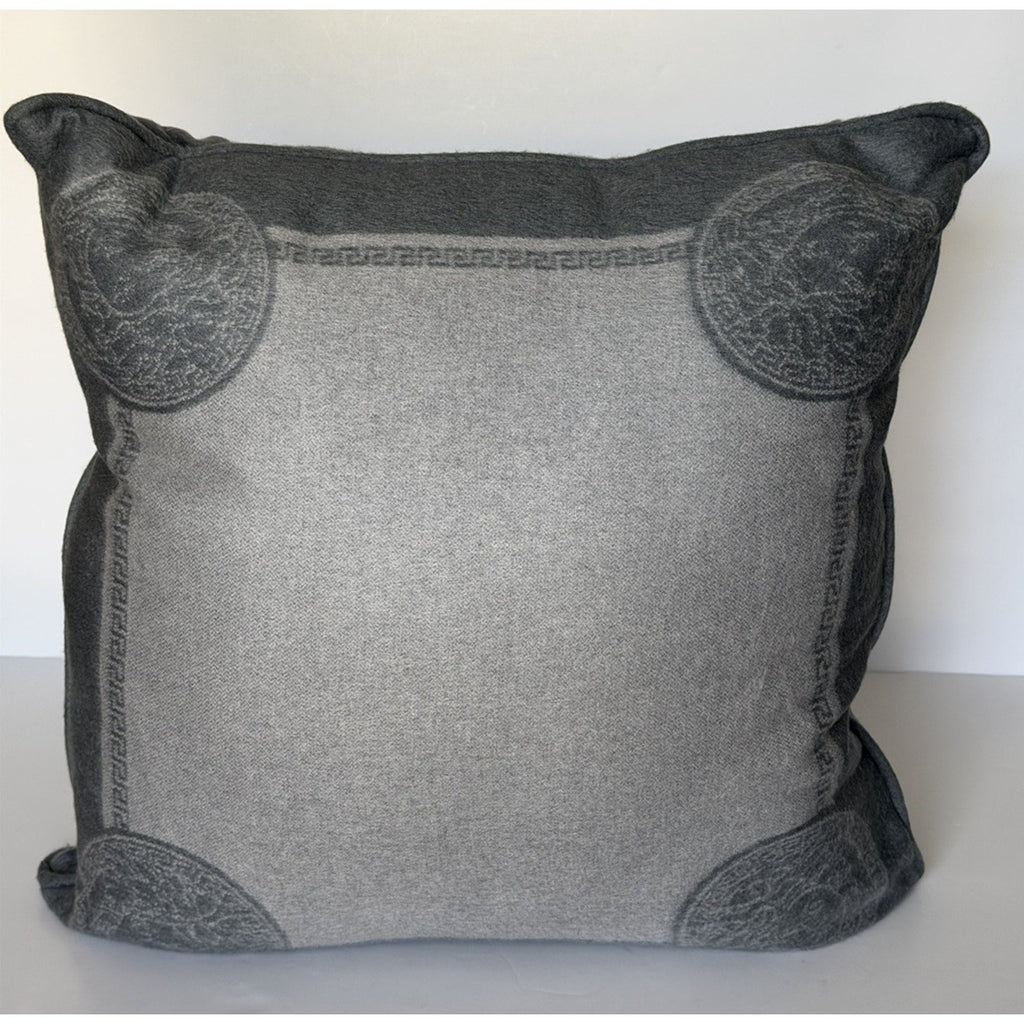 Versace Medusa Silk/Cashmere Cushion Pillow Stone Gray 20.5” x 20.5” 1012278 NWT